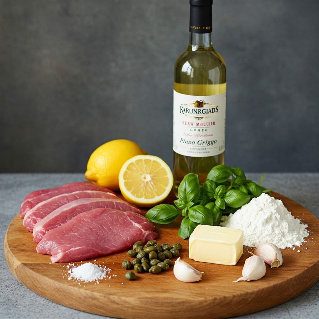 Ingredientes frescos para preparar Piccata al limone