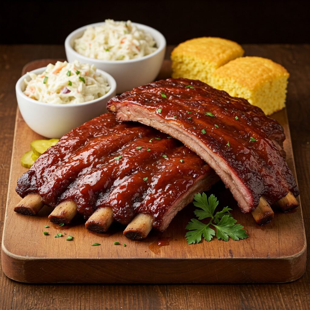 Presentación de Costillas a la Barbacoa al Estilo de Carolina del Norte