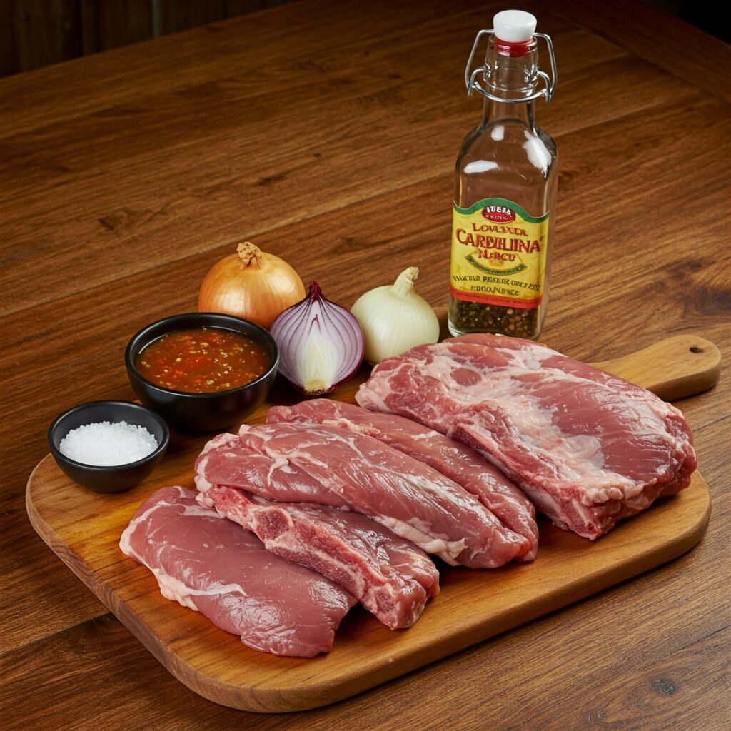 Ingredientes frescos para unas Costillas North Carolina